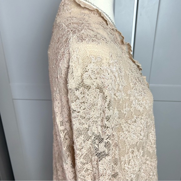 NWT VTG Coldwater Creek Womens 2X Long Sleeve Top Pucker Lace Cream Fairycore - Picture 3 of 7